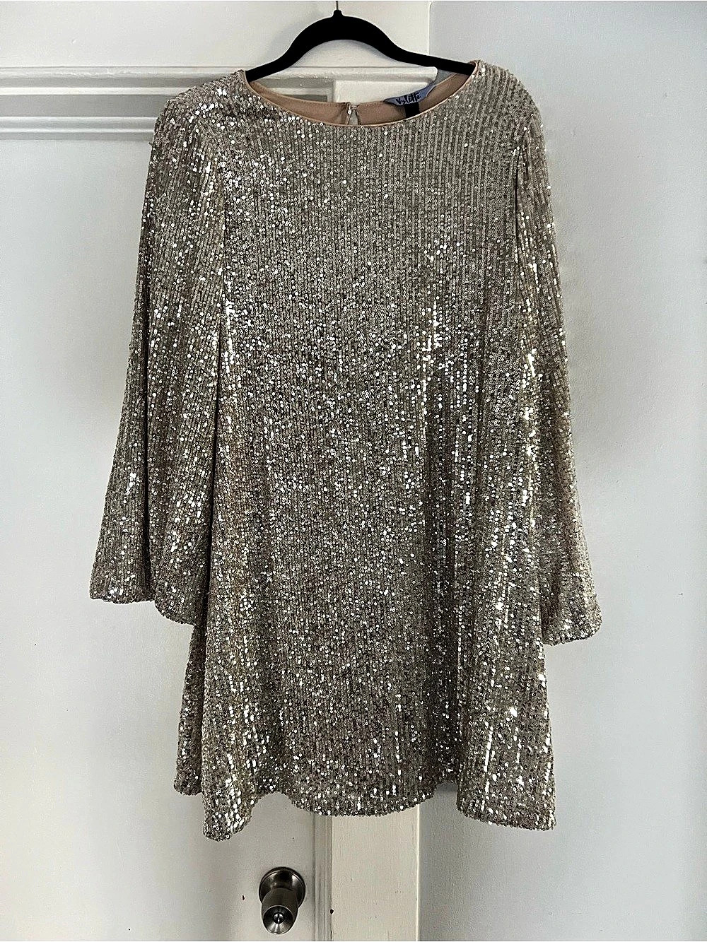 Yulette Sequin Mini Dress in Gold Size Large